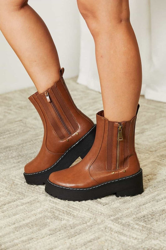 Forever Link Side Zip Platform Boots - Hopeford Streams