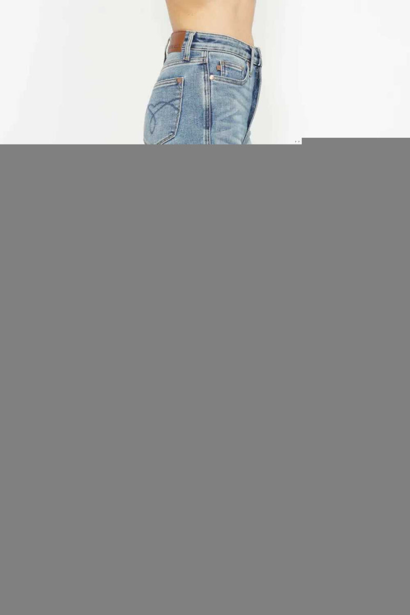 Judy Blue Full Size Tummy Control Back Embroidered Pocketed Bootcut Jeans Plus Size - Hopeford Streams