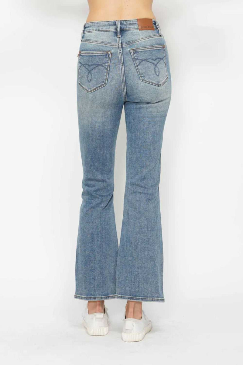 Judy Blue Full Size Tummy Control Back Embroidered Pocketed Bootcut Jeans Plus Size - Hopeford Streams