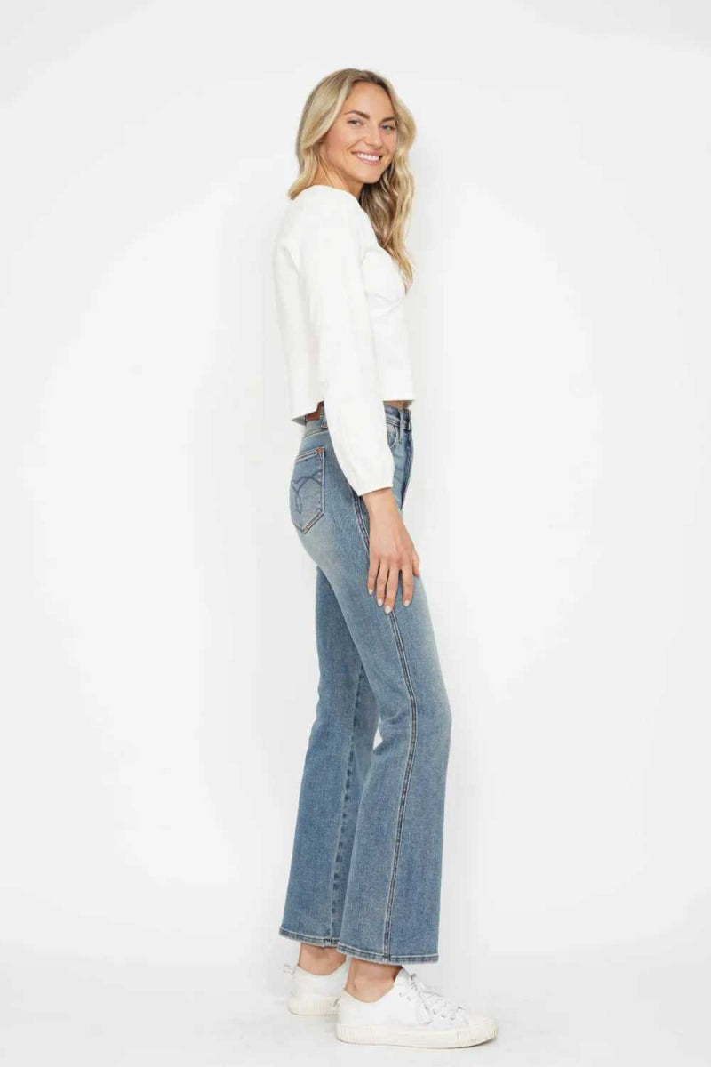 Judy Blue Full Size Tummy Control Back Embroidered Pocketed Bootcut Jeans Plus Size - Hopeford Streams