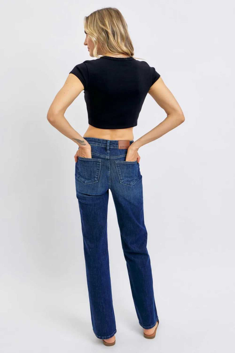 Judy Blue Full Size Tummy Control Straight Jeans Plus Size - Hopeford Streams