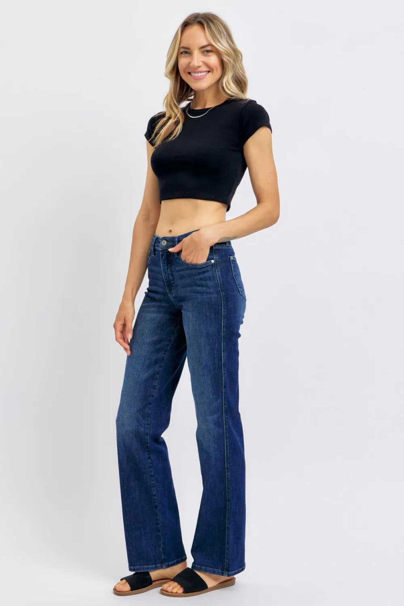 Judy Blue Full Size Tummy Control Straight Jeans Plus Size - Hopeford Streams