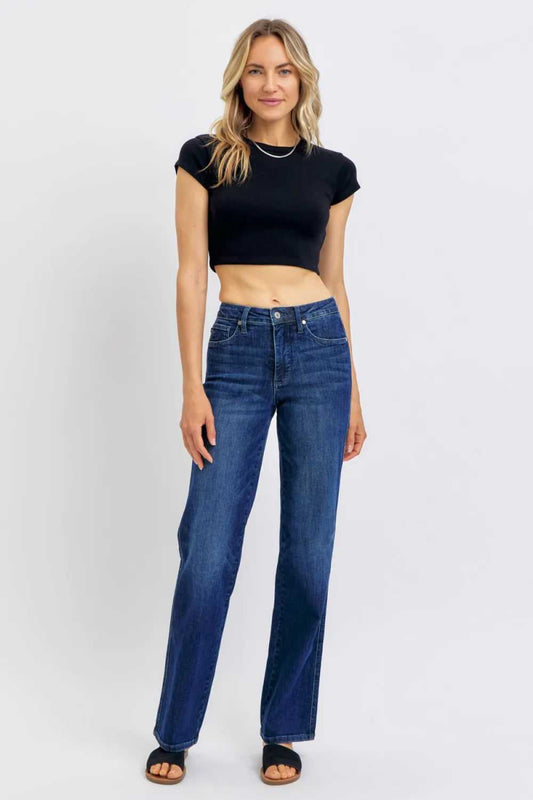 Judy Blue Full Size Tummy Control Straight Jeans Plus Size - Hopeford Streams