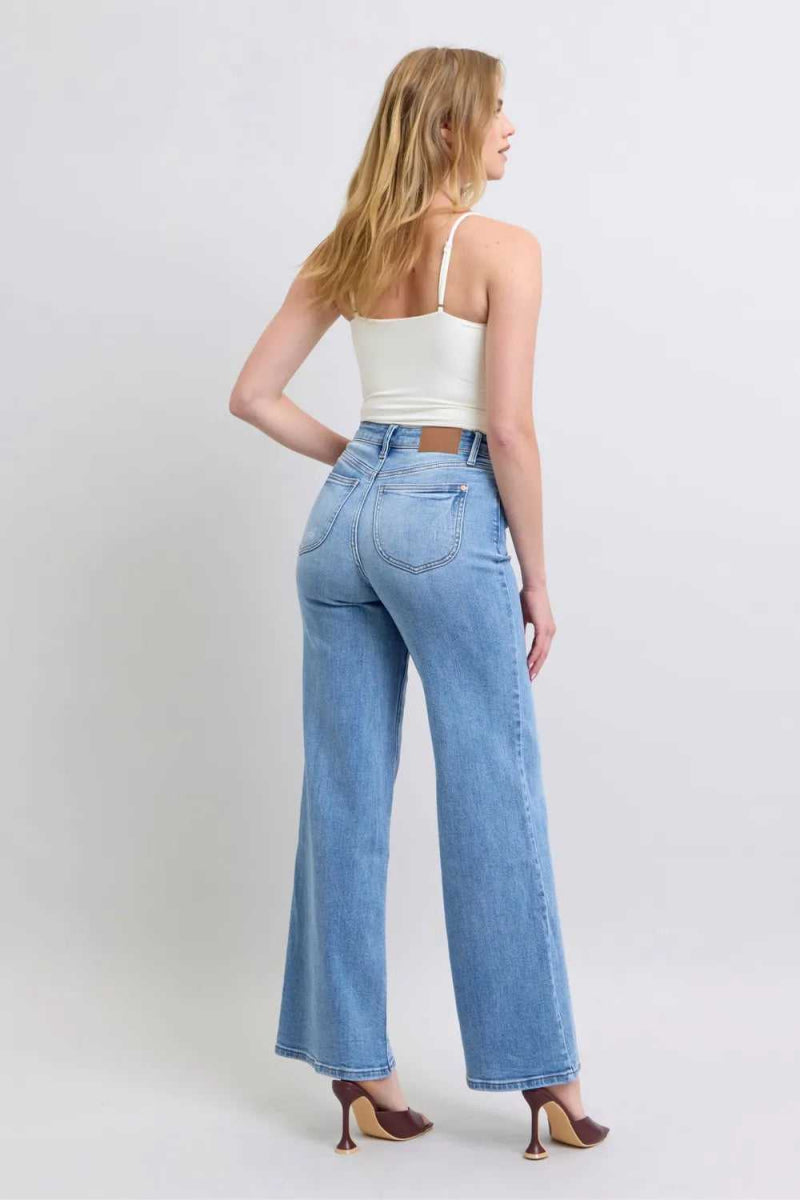 Judy Blue Full Size Wide Leg Jeans with Pockets - Hopeford Streams