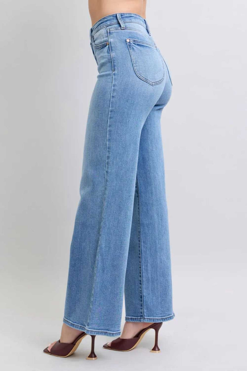 Judy Blue Full Size Wide Leg Jeans with Pockets - Hopeford Streams