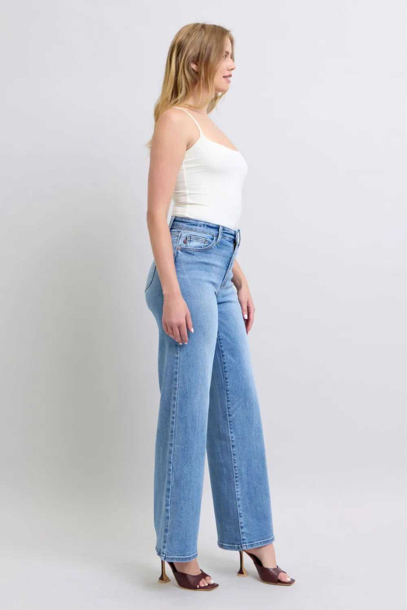 Judy Blue Full Size Wide Leg Jeans with Pockets - Hopeford Streams