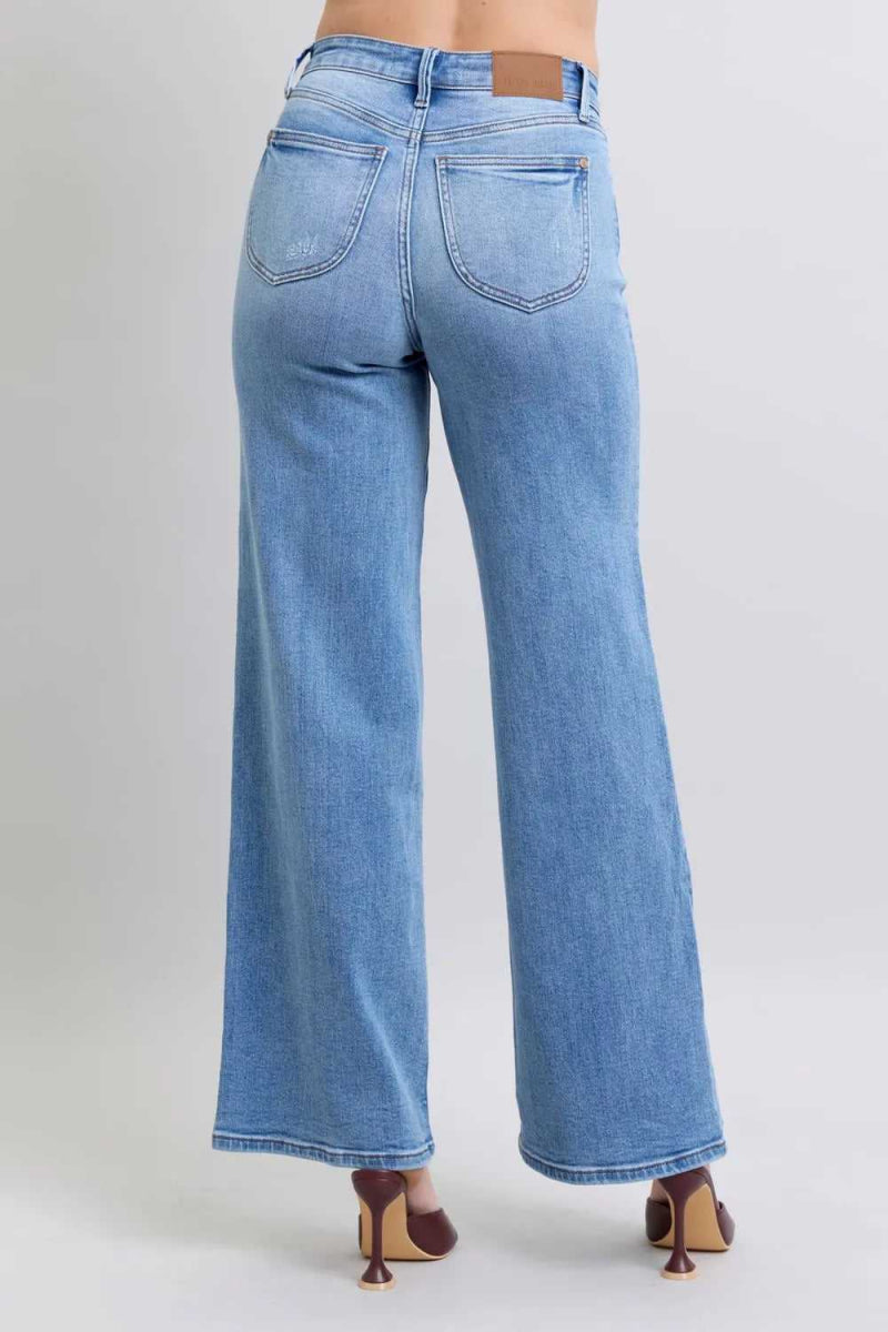 Judy Blue Full Size Wide Leg Jeans with Pockets - Hopeford Streams