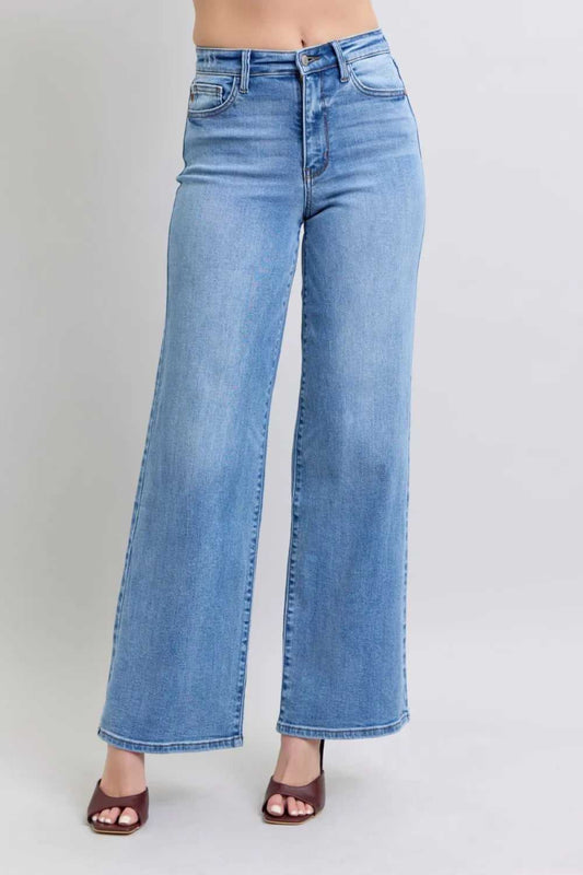 Judy Blue Full Size Wide Leg Jeans with Pockets - Hopeford Streams