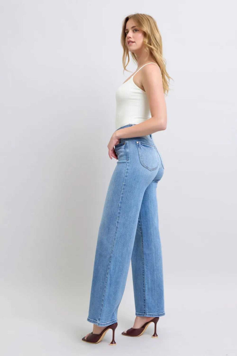 Judy Blue Full Size Wide Leg Jeans with Pockets - Hopeford Streams