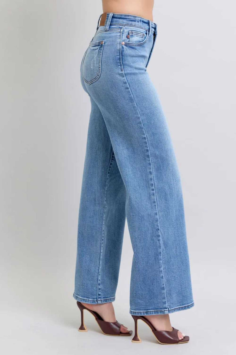 Judy Blue Full Size Wide Leg Jeans with Pockets - Hopeford Streams