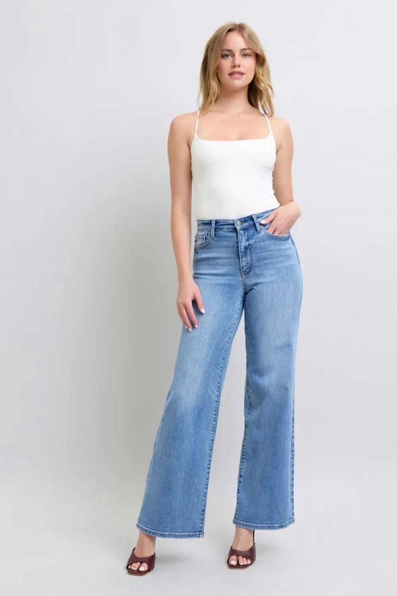 Judy Blue Full Size Wide Leg Jeans with Pockets - Hopeford Streams