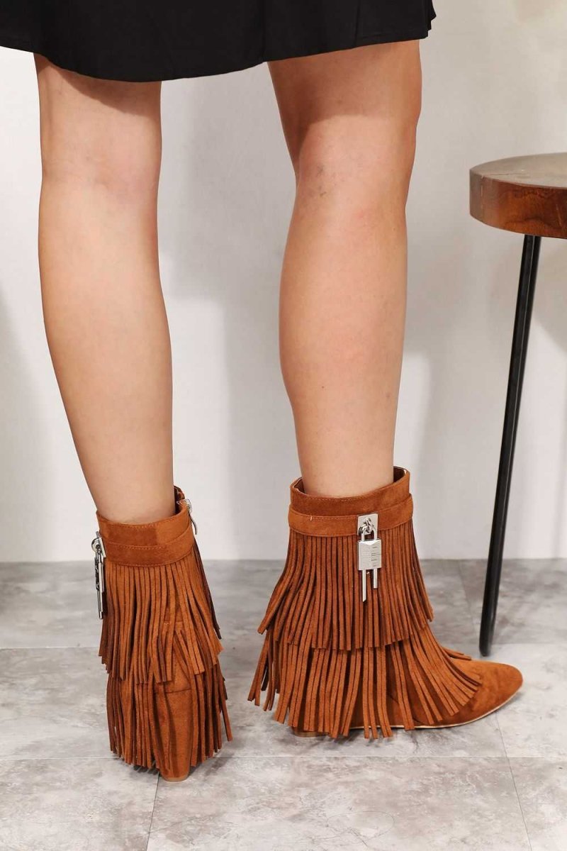 Legend Women's Tassel Wedge Heel Ankle Booties - Hopeford Streams