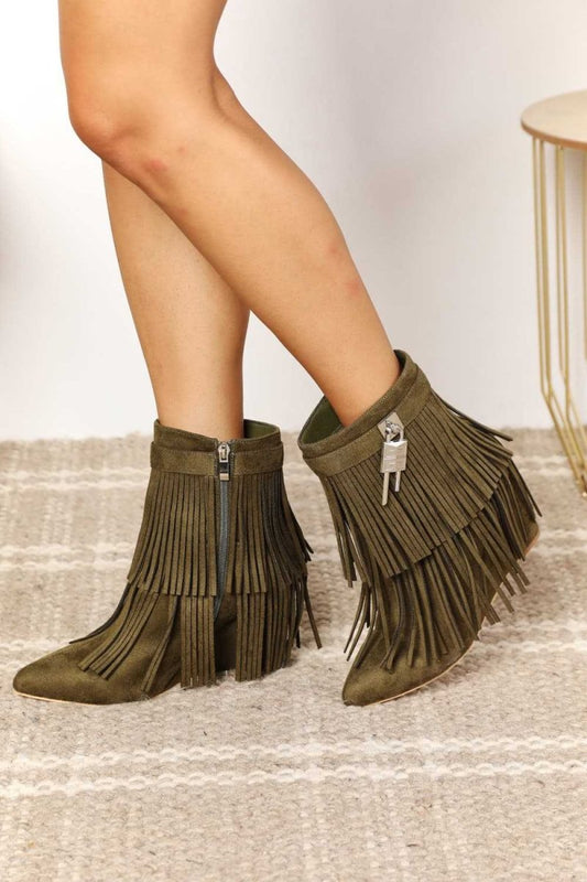 Legend Women's Tassel Wedge Heel Ankle Booties - Hopeford Streams