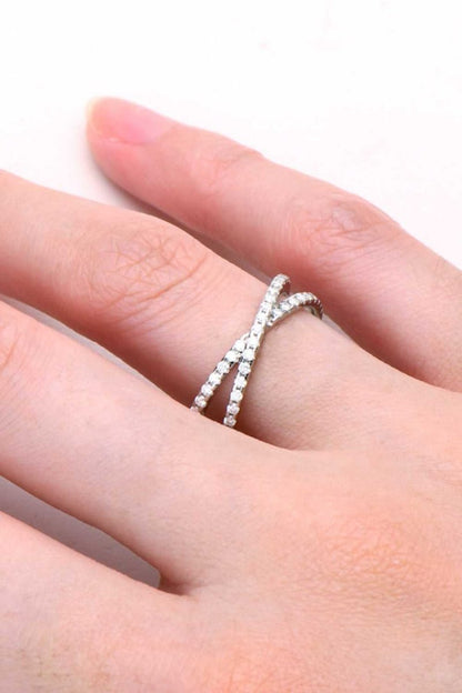 Moissanite 925 Sterling Silver Crisscross Ring - Hopeford Streams
