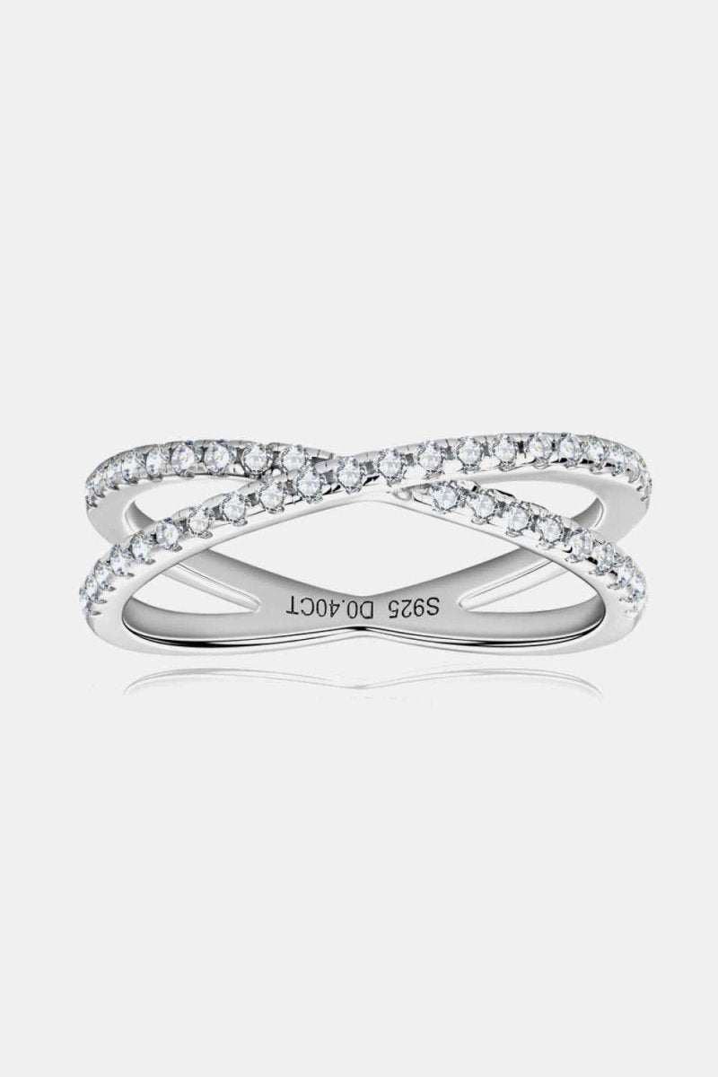Moissanite 925 Sterling Silver Crisscross Ring - Hopeford Streams