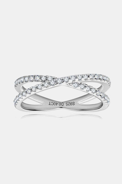 Moissanite 925 Sterling Silver Crisscross Ring - Hopeford Streams