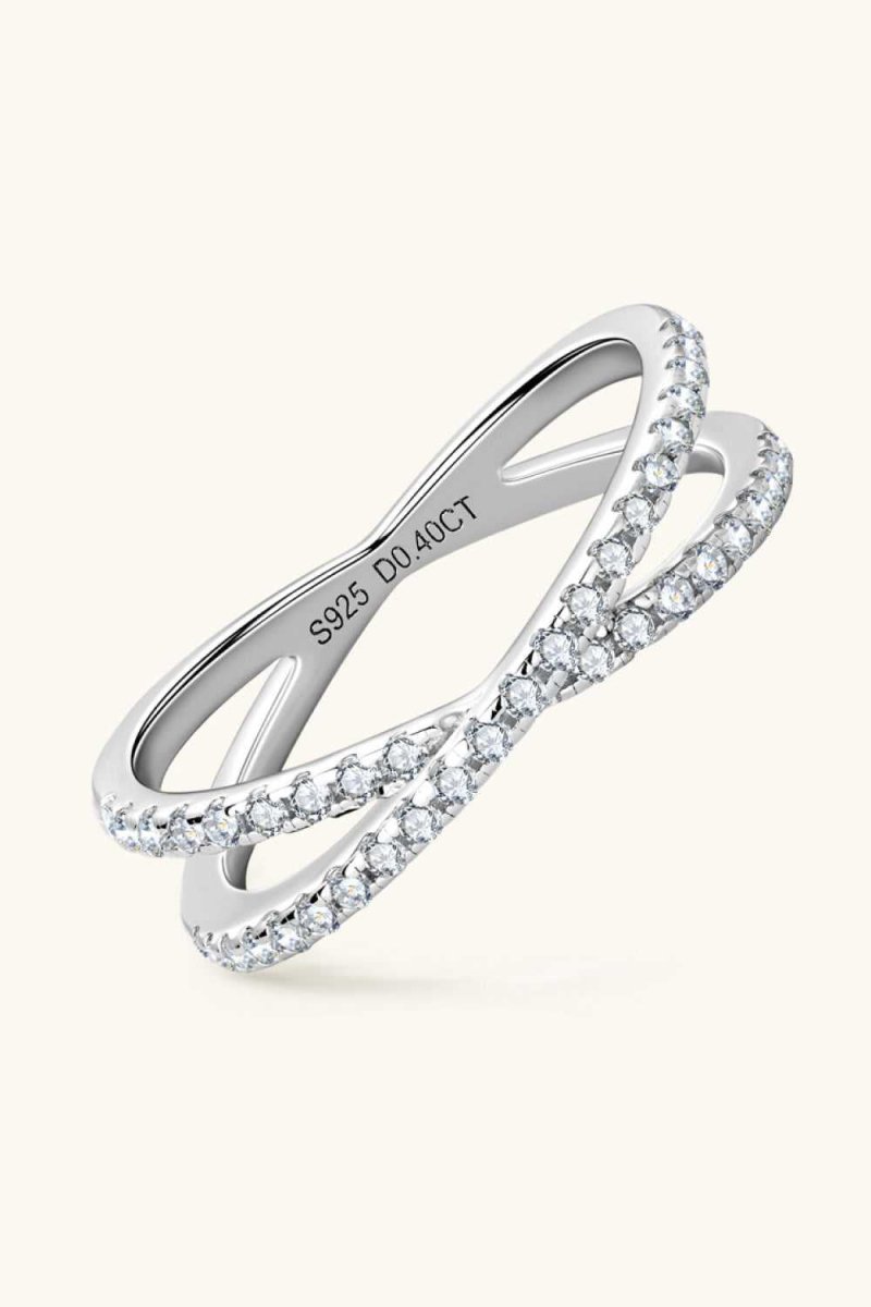 Moissanite 925 Sterling Silver Crisscross Ring - Hopeford Streams