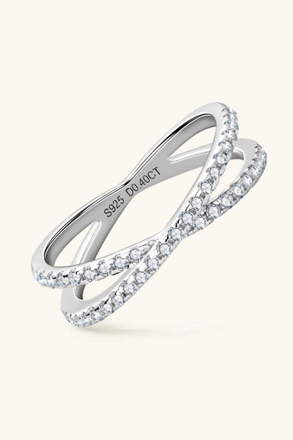 Moissanite 925 Sterling Silver Crisscross Ring - Hopeford Streams
