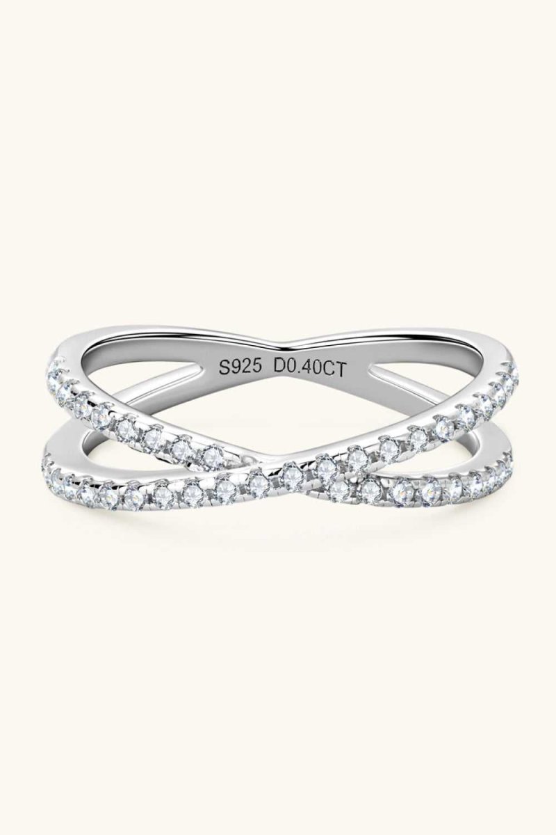 Moissanite 925 Sterling Silver Crisscross Ring - Hopeford Streams