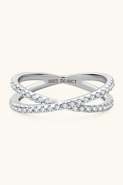 Moissanite 925 Sterling Silver Crisscross Ring - Hopeford Streams
