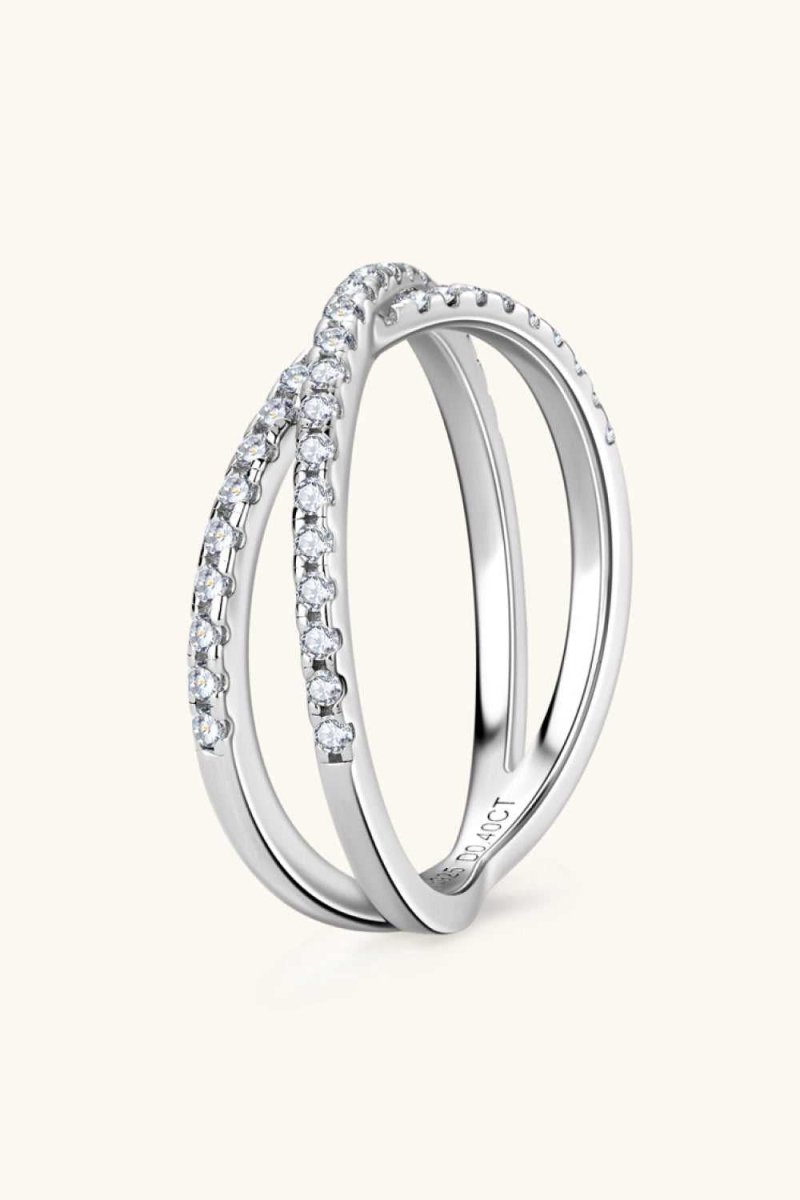 Moissanite 925 Sterling Silver Crisscross Ring - Hopeford Streams
