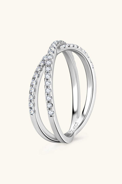 Moissanite 925 Sterling Silver Crisscross Ring - Hopeford Streams