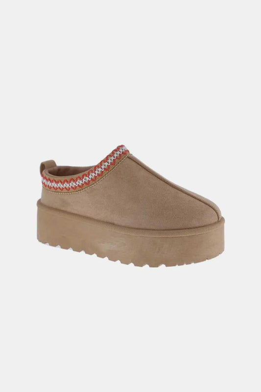 Weeboo Platform Embroidered Trim Slip - On Boots - Hopeford Streams