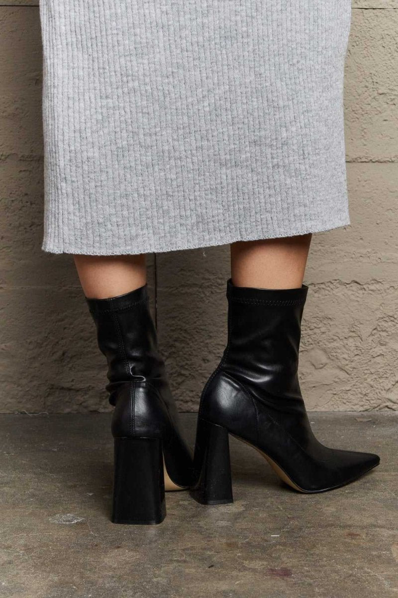 Weeboo Stacy Block Heel Sock Boots - Hopeford Streams