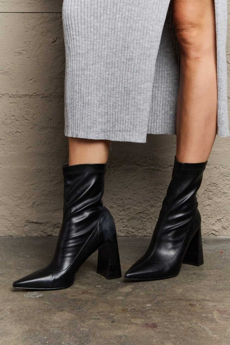 Weeboo Stacy Block Heel Sock Boots - Hopeford Streams