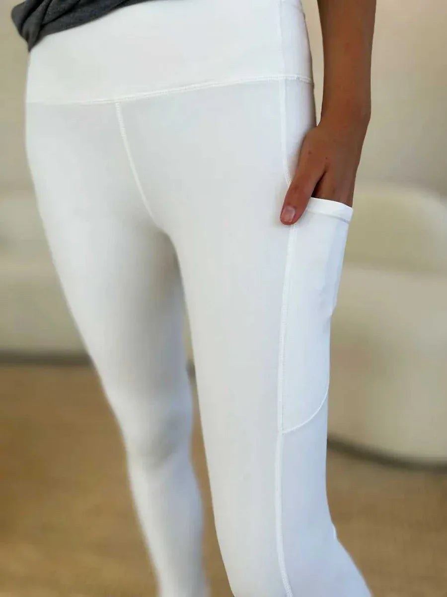 Wide Waistband Sports Leggings -- 