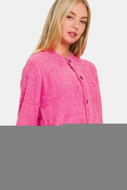 Zenana Button Down Long Sleeve Sweater Cardigan - Hopeford Streams