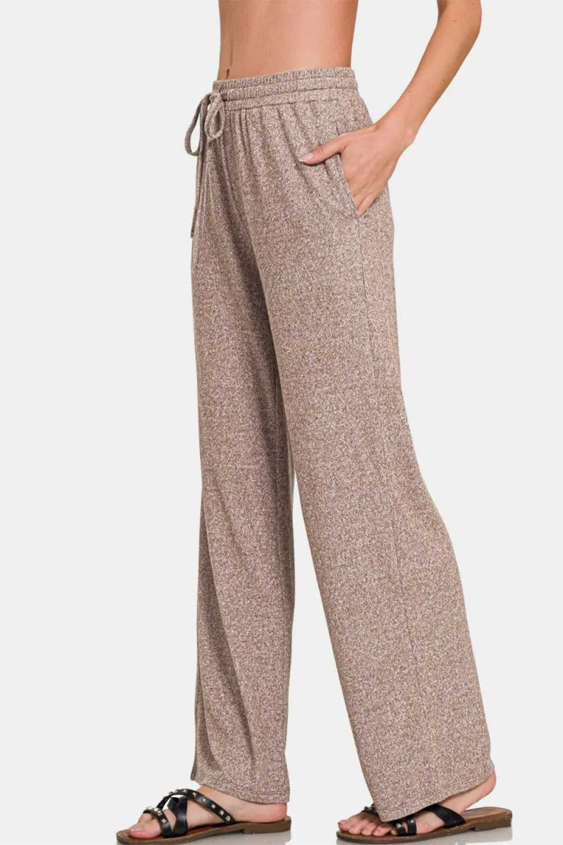 Zenana Drawstring Wide Leg Pants with Side Pockets - Hopeford Streams