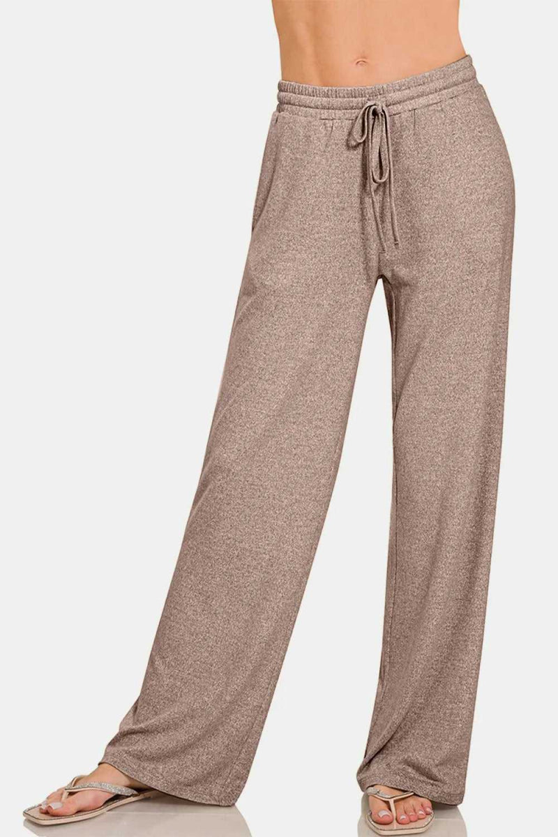 Zenana Drawstring Wide Leg Pants with Side Pockets - Hopeford Streams