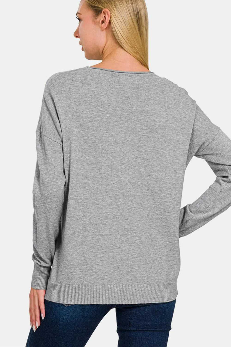 Zenana Front Seam Round Neck Sweater - Hopeford Streams