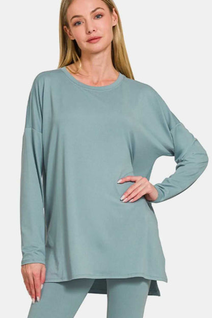 Zenana Full Size Brushed Microfiber Top and Leggings Lounge Set - Hopeford Streams