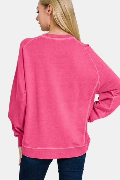 Zenana Full Size Pigment Dyed French Terry Sweatshirt - Hopeford Streams