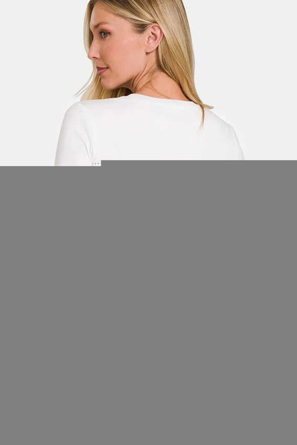 Zenana Full Size Solid Color Round Neck Long Sleeve T-Shirt - Hopeford Streams
