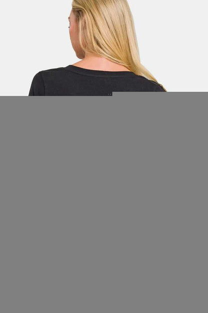 Zenana Full Size V - Neck Long Sleeve T-Shirt - Hopeford Streams