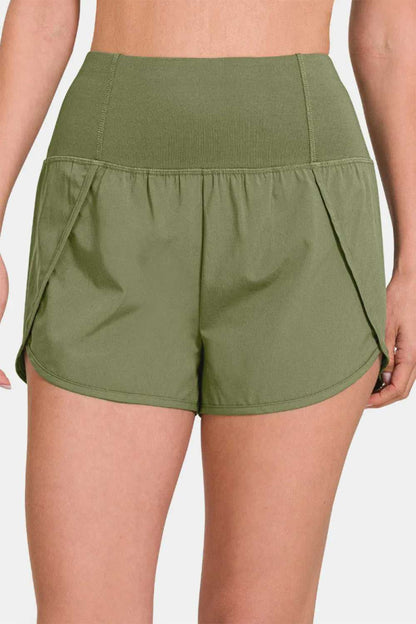 Zenana High - Waisted Zippered Back Pocket Active Shorts - Hopeford Streams