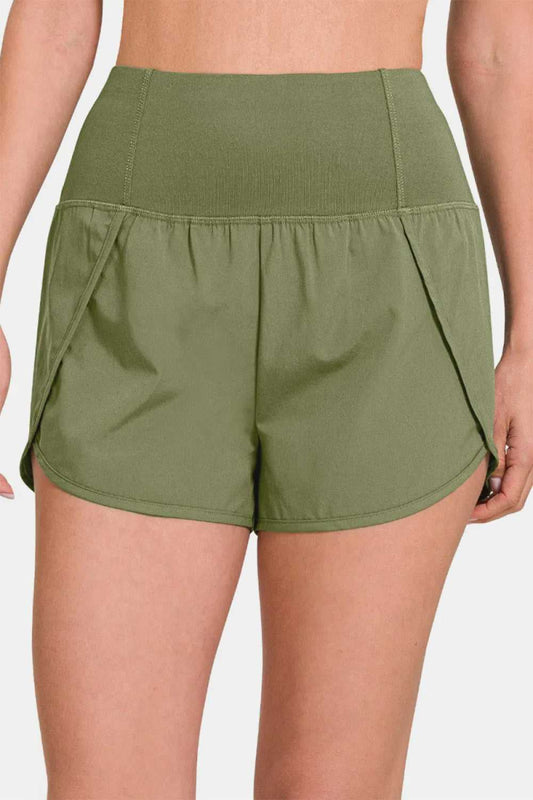 Zenana High - Waisted Zippered Back Pocket Active Shorts - Hopeford Streams