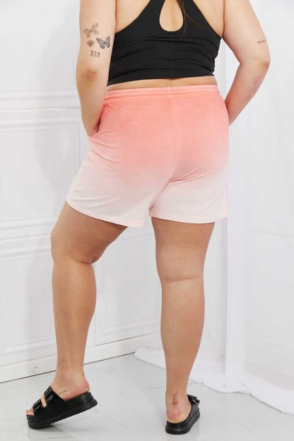 Zenana In The Zone Full Size Dip Dye High Waisted Shorts in Coral - Hopeford Streams