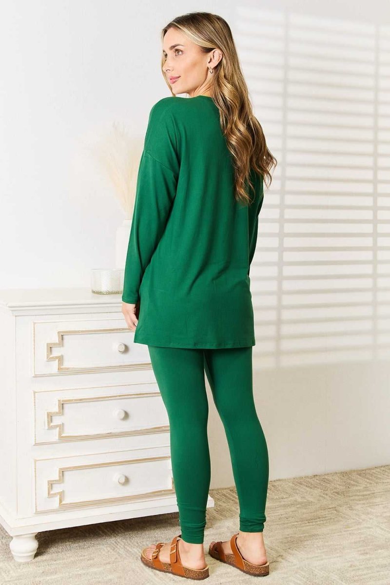 Zenana Lazy Days Full Size Long Sleeve Top and Leggings Set - Hopeford Streams
