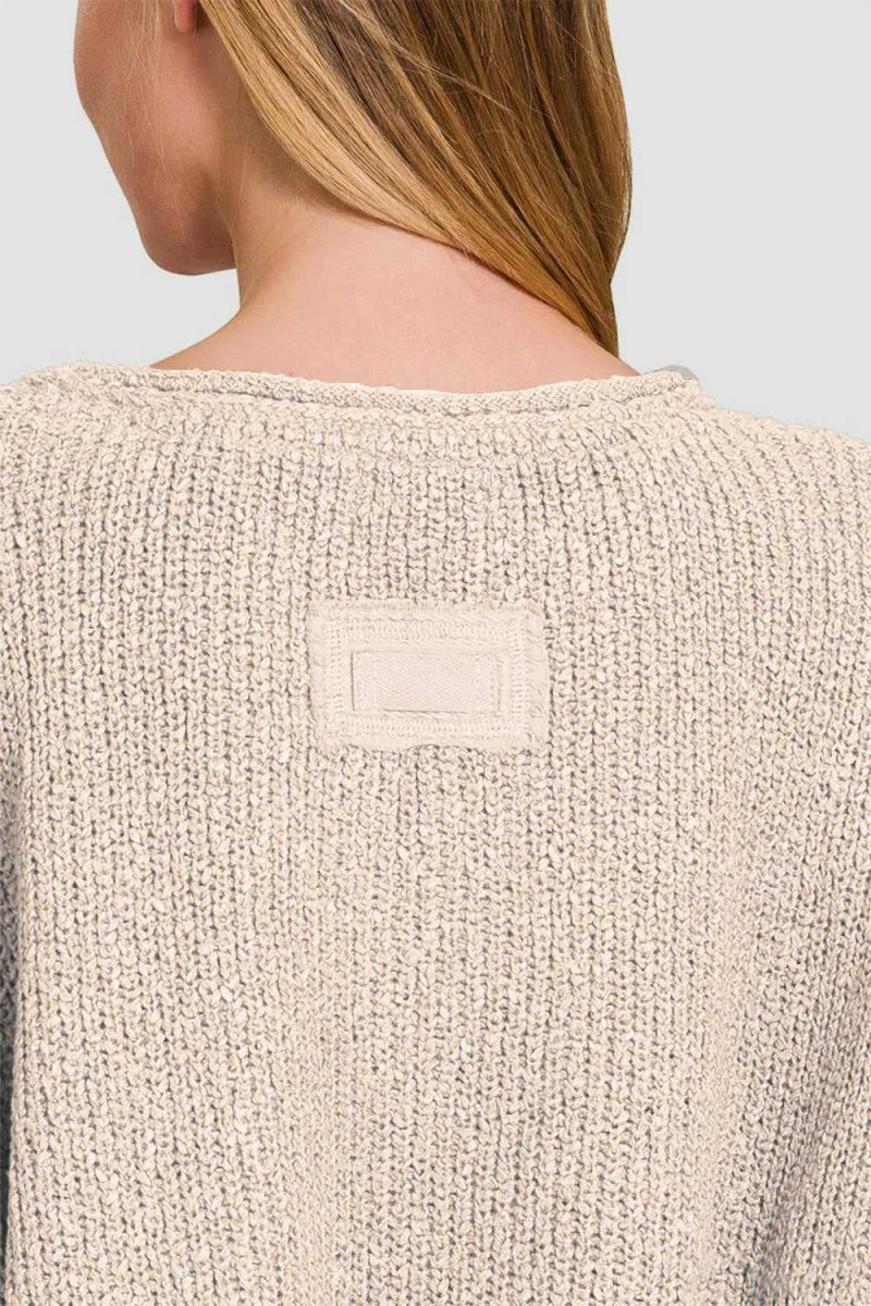 Zenana Notched Side Slit Patch Sweater - Hopeford Streams