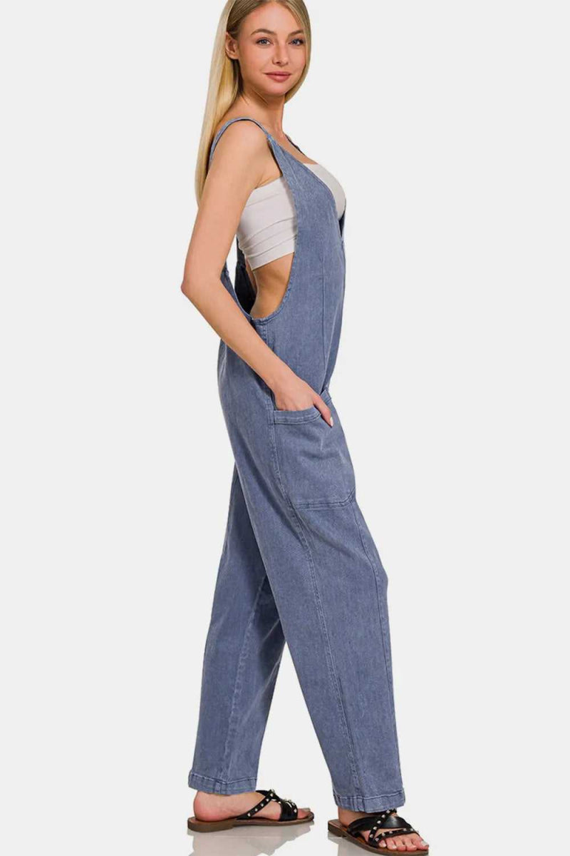 Zenana Pocketed Wide Strap Jumpsuit - Hopeford Streams