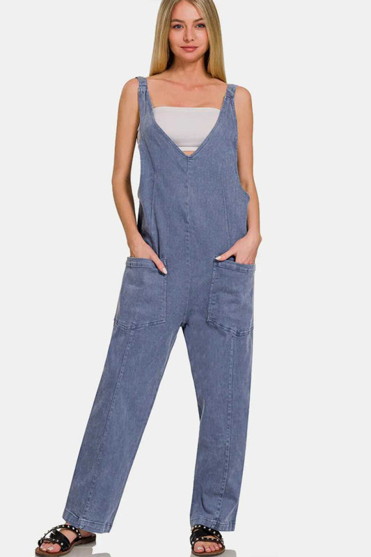 Zenana Pocketed Wide Strap Jumpsuit - Hopeford Streams