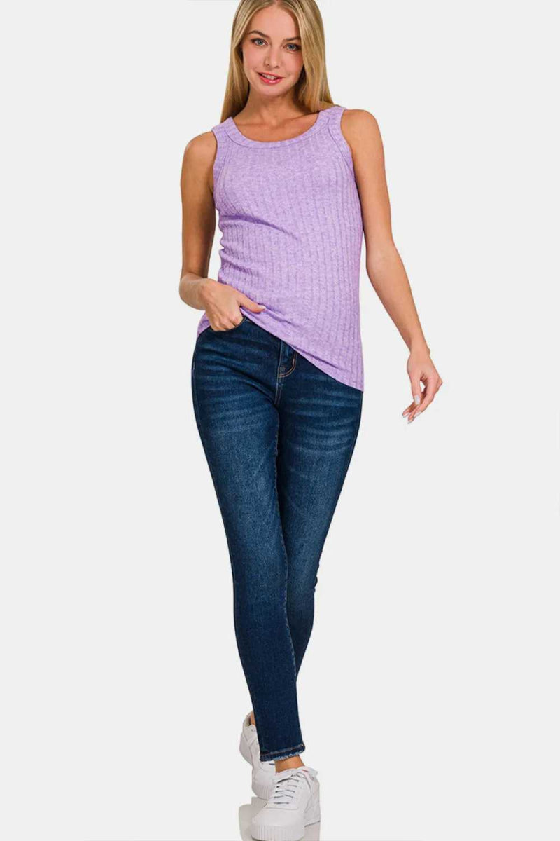 Zenana Ribbed Round Neck Tank - Hopeford Streams