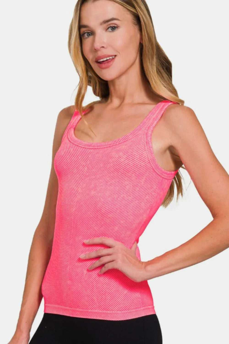 Zenana Ribbed Scoop Neck Tank - Hopeford Streams