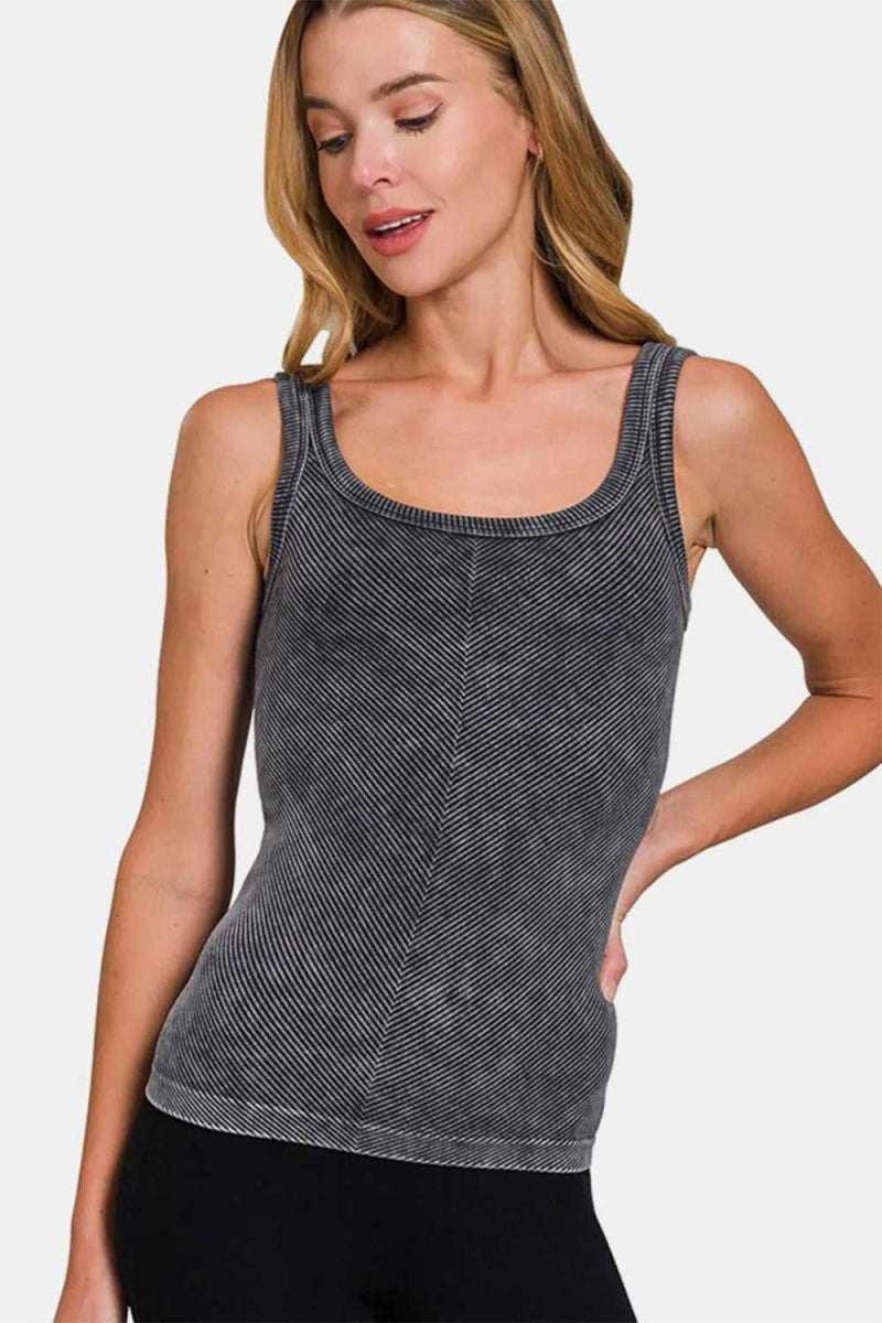 Zenana Ribbed Scoop Neck Tank - Hopeford Streams