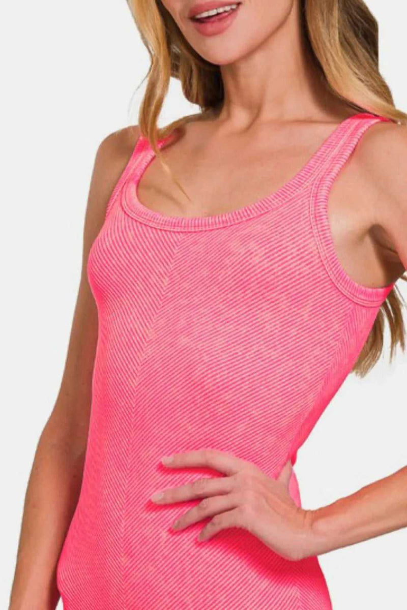 Zenana Ribbed Scoop Neck Tank - Hopeford Streams