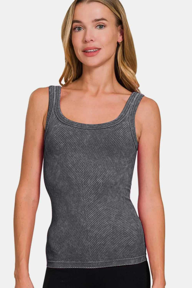 Zenana Ribbed Scoop Neck Tank - Hopeford Streams